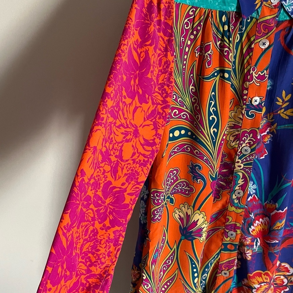 Soft Surroundings Hermosa Tunic Button Up Colorful Embroidered Floral Shirt Sz S - Picture 4 of 13
